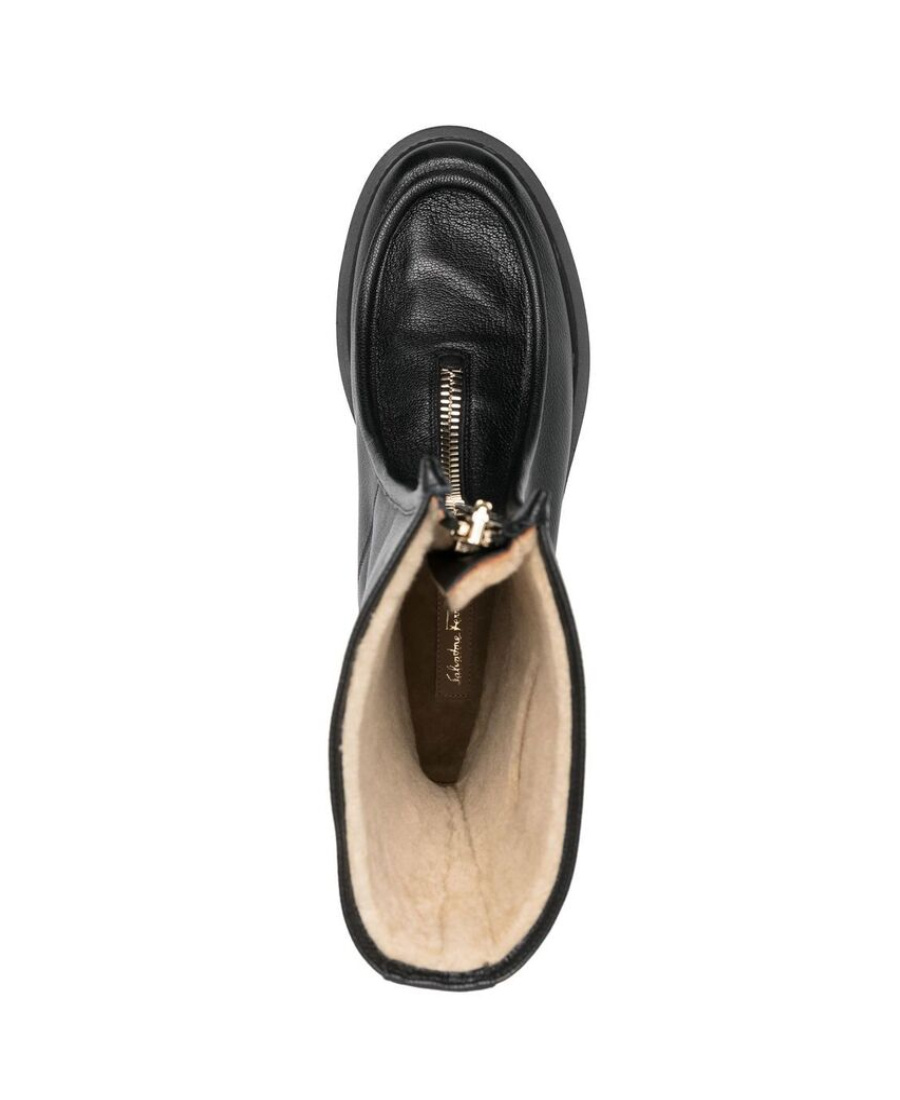 Ferragamo Euralio Genuine Shearling Lined Boot In Black