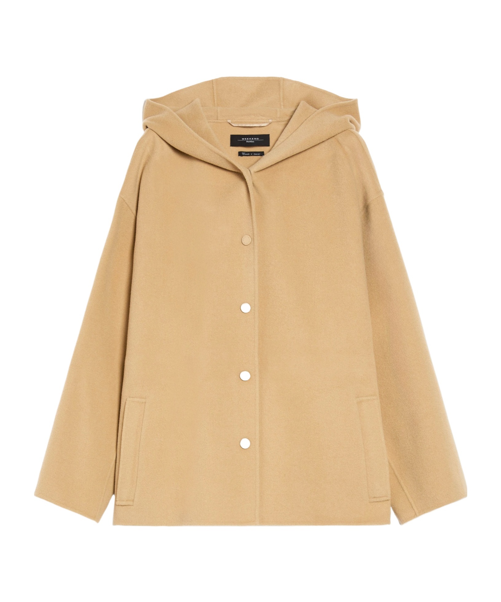 Weekend Max Mara Long-sleeved Hooded Coat In Nude