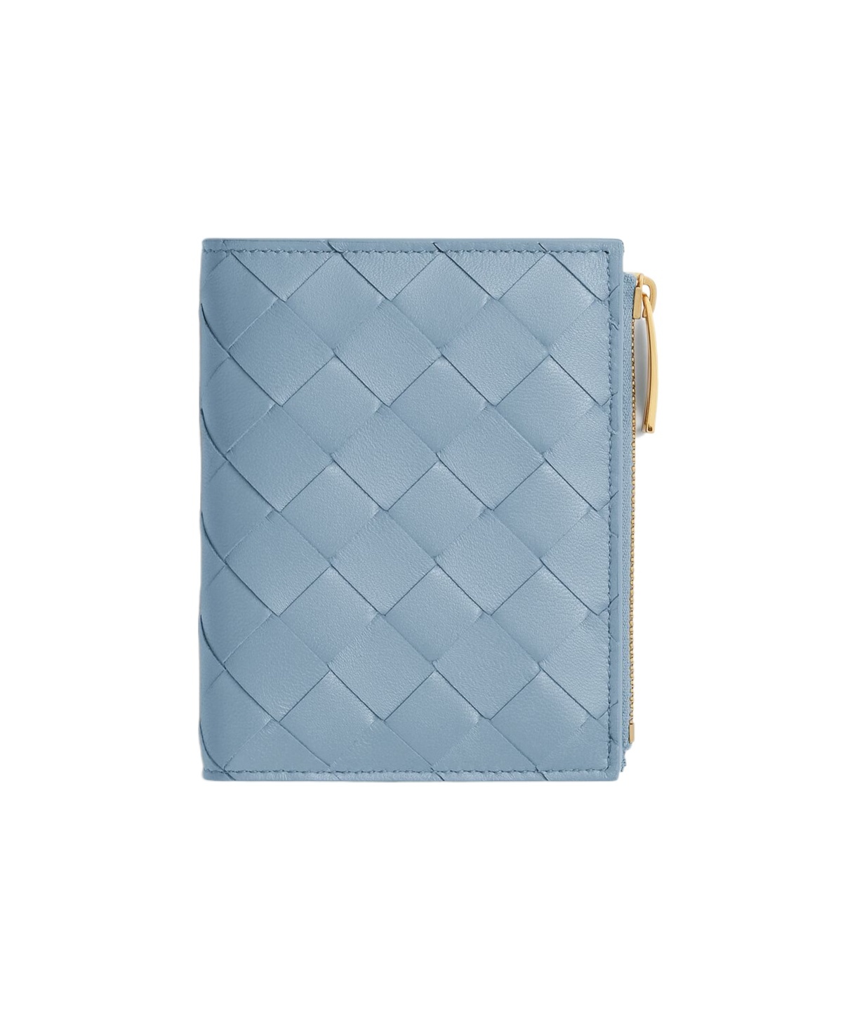 Bottega Veneta Small Intricciato Double Fold Wallet In Blue