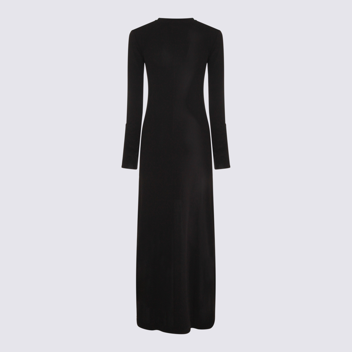 Thom Krom Slim Fit Viscose Blend Stretch Crepe Crew Neck Maxi Dress 219.00 In Black