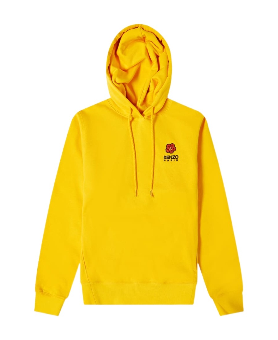 Kenzo Bone Flower Drawstring Hoodie In Yellow
