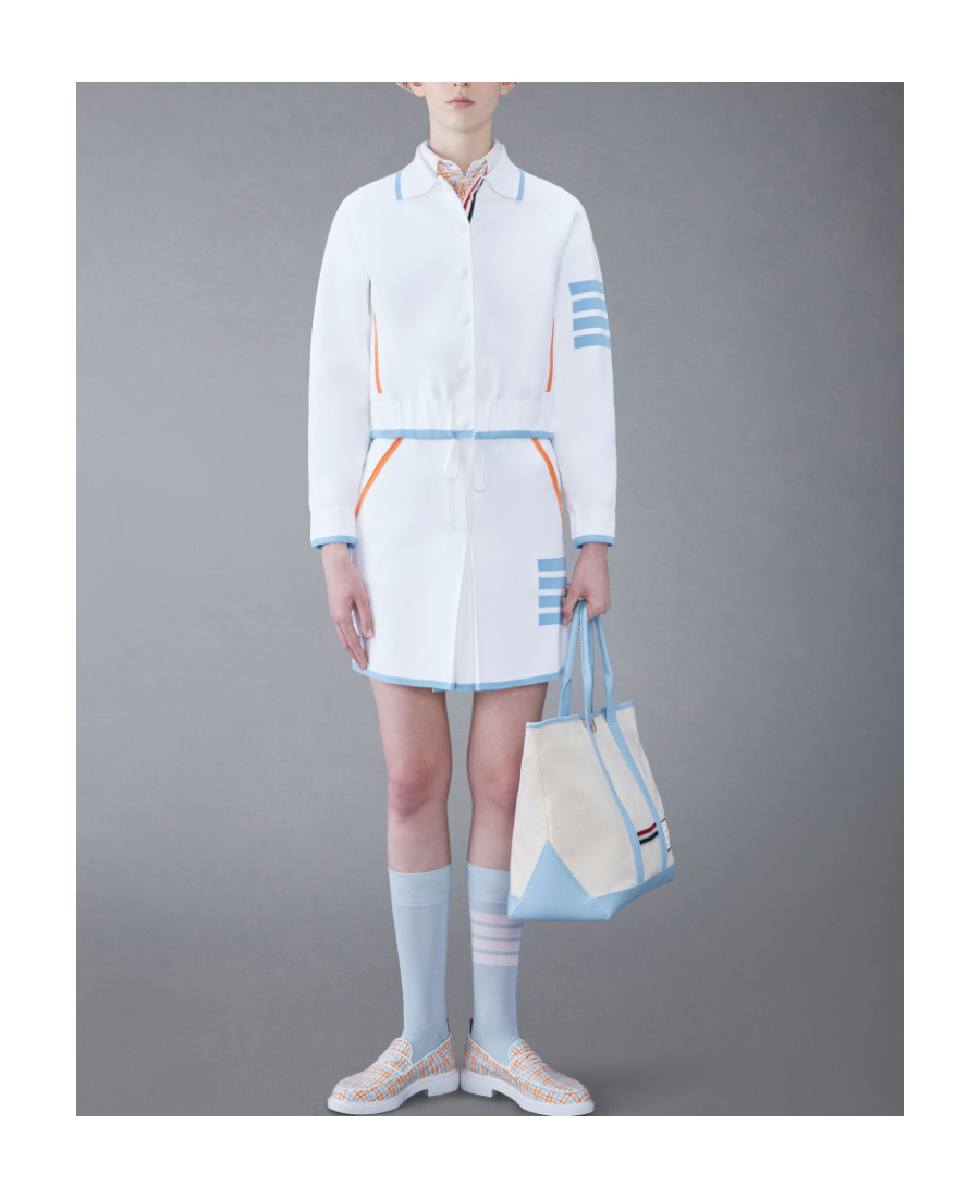 Thom Browne 4-bar Stripe Box Pleat Miniskirt In Blue
