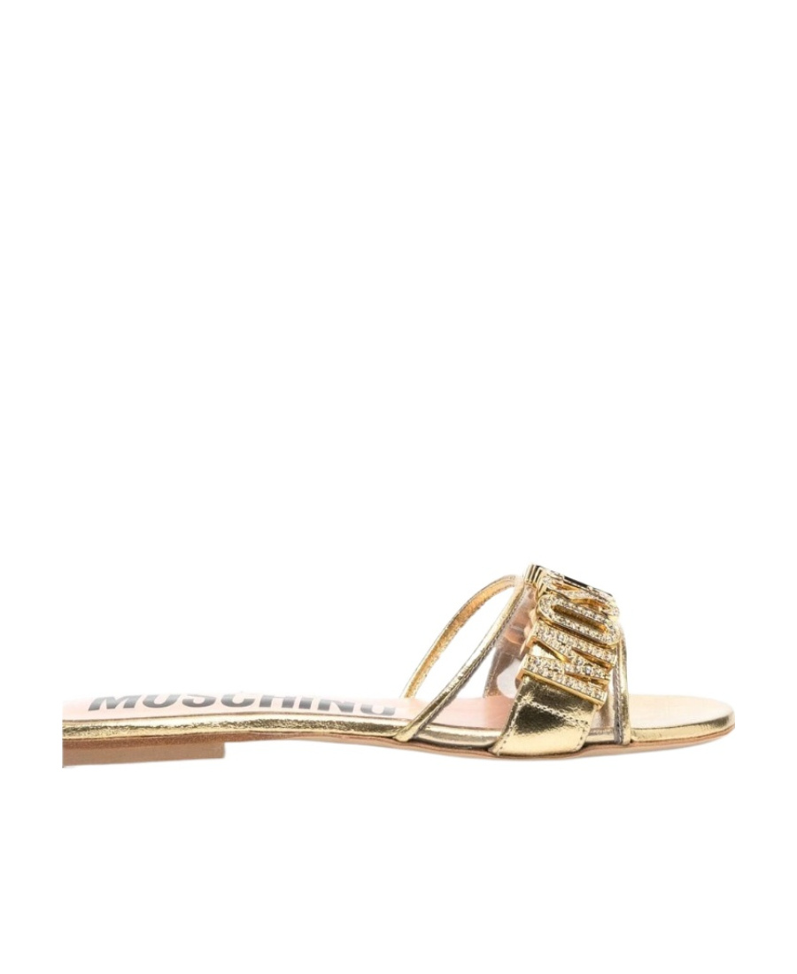 Moschino Open-toe Calf-leather Slides In Nude