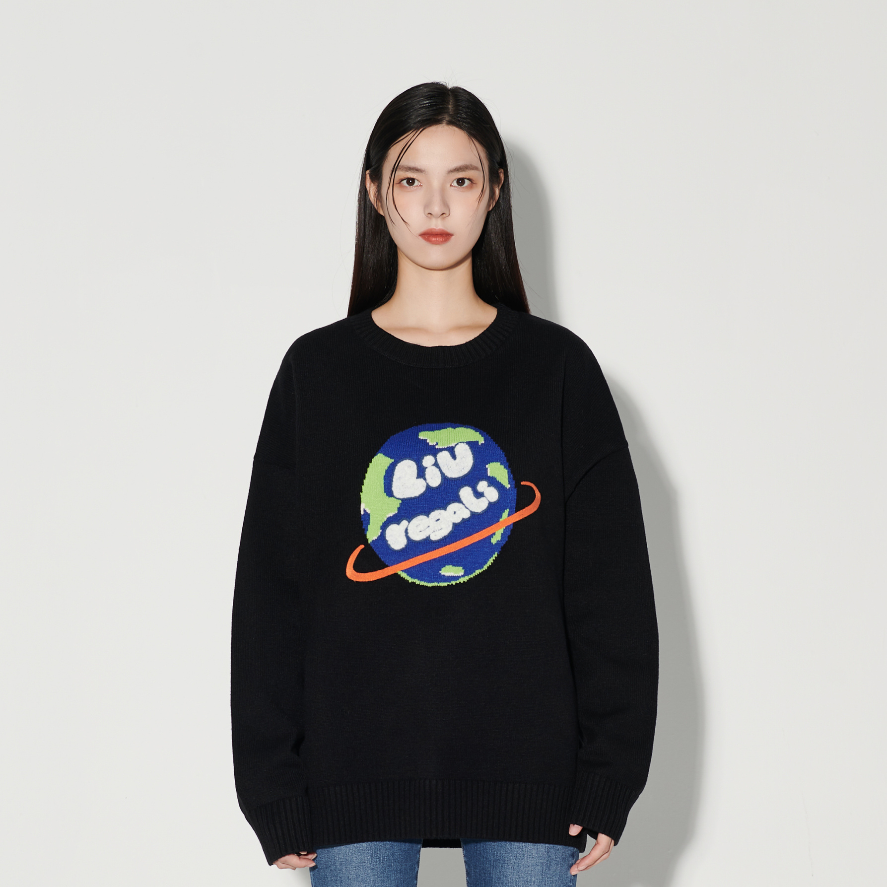 Liuregali Earth Jacquard Pattern Pullover In Black
