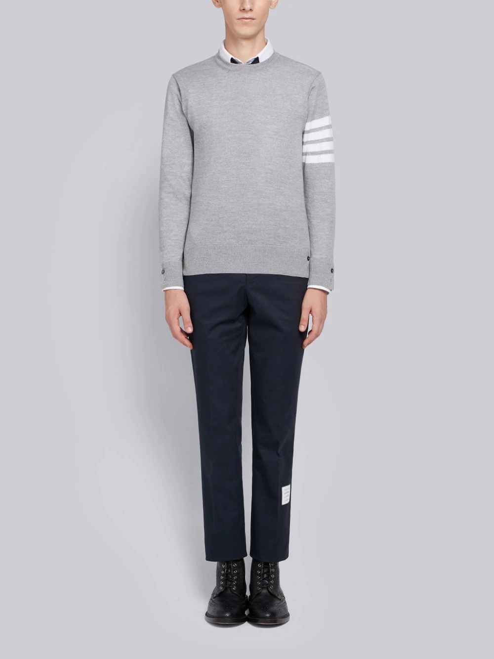 Thom Browne Gray 4-bar Sweater In Gray