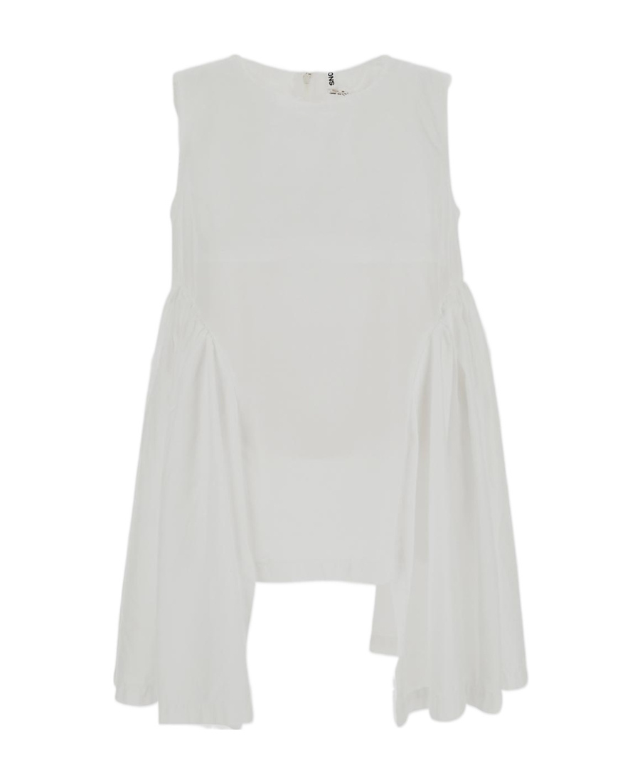 Comme Des Garçons White Pleated Insert Top In White