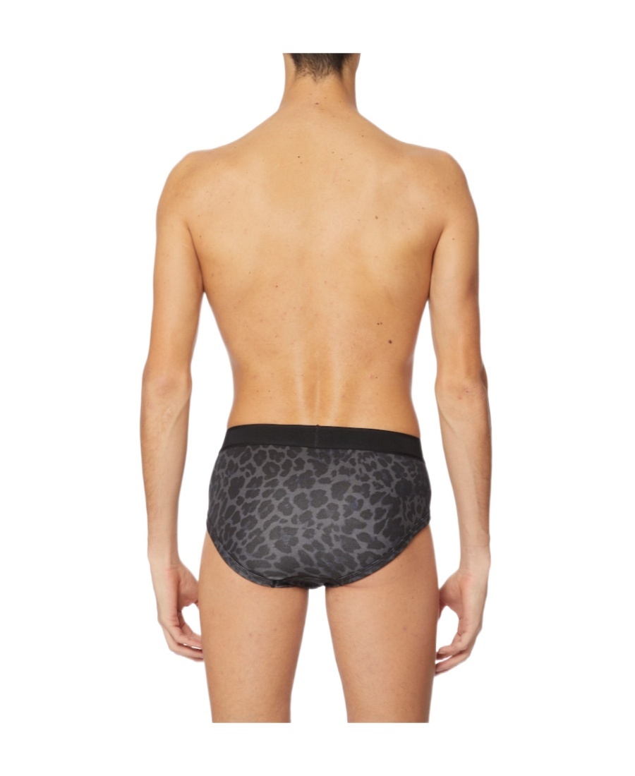Tom Ford Logo-band Leopard-print Briefs In Black