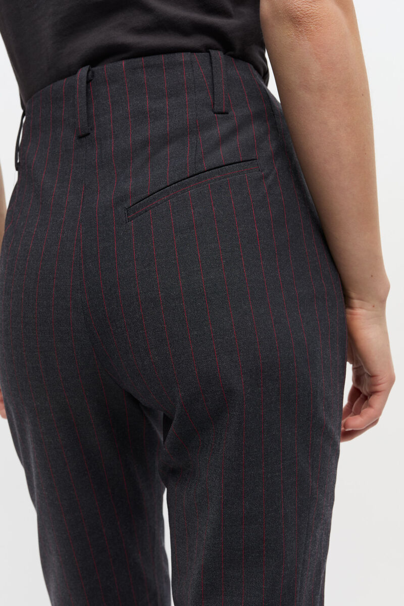 Ganni Pinstriped Trousers - Women's - Fabric In Black