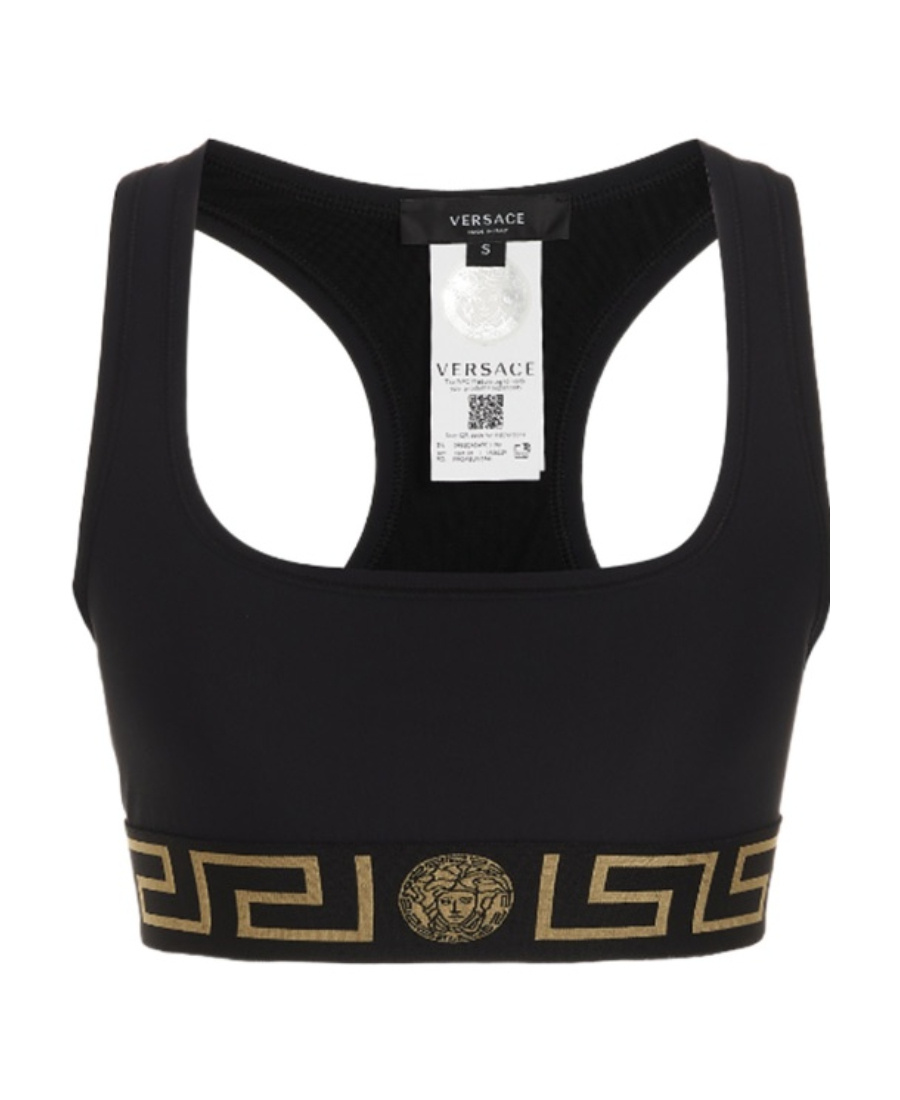 Versace Jersey Top With Topeka Bi-stretch Organic Cotton In Black