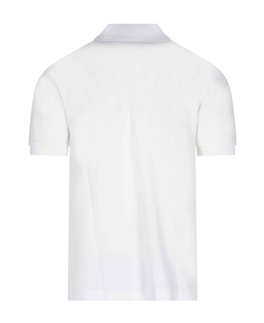 Comme Des Garçons Play Double Heart Logo Patch Polo Shirt In White