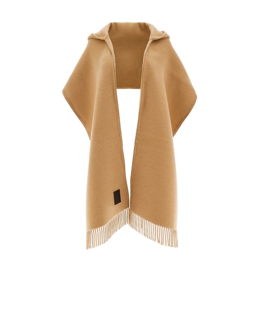 Ferragamo Wool And Cashmere Hooded Scarf In Nude