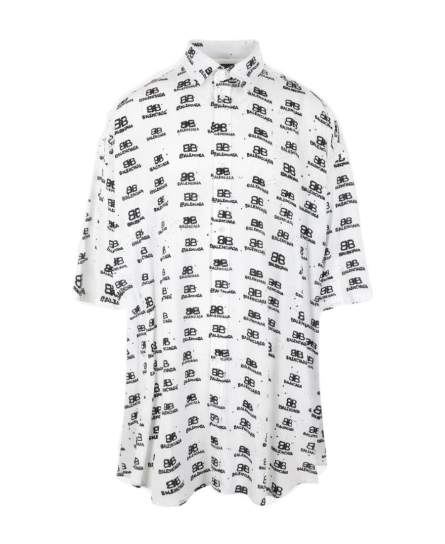 Balenciaga Monogram-pattern Print Shirt In White