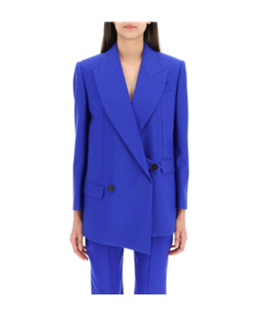 Alexander Mcqueen Women Structured Double-breasted Jacket In Blue