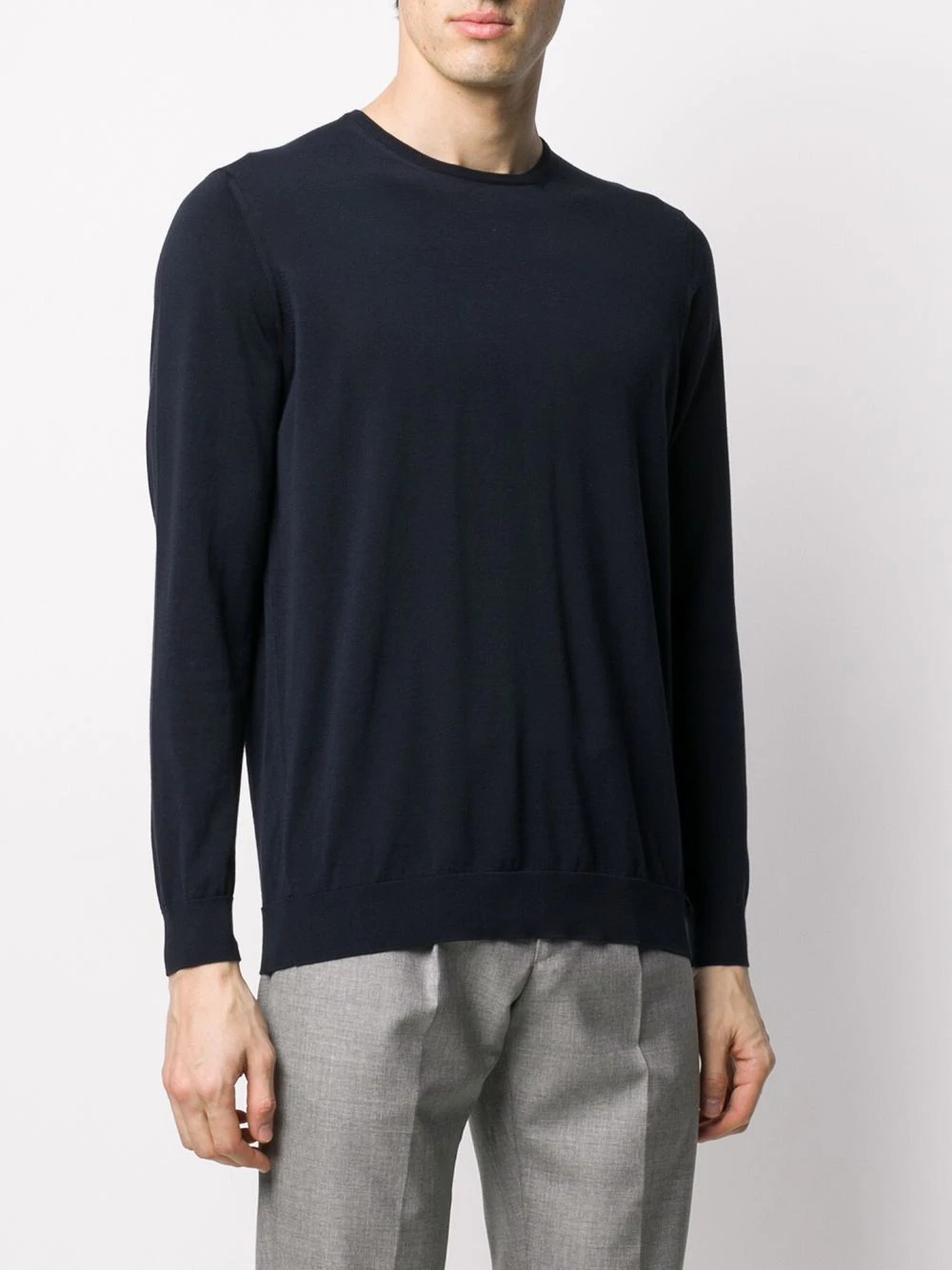 Drumohr Crew Neck Cotton Jumper In Black
