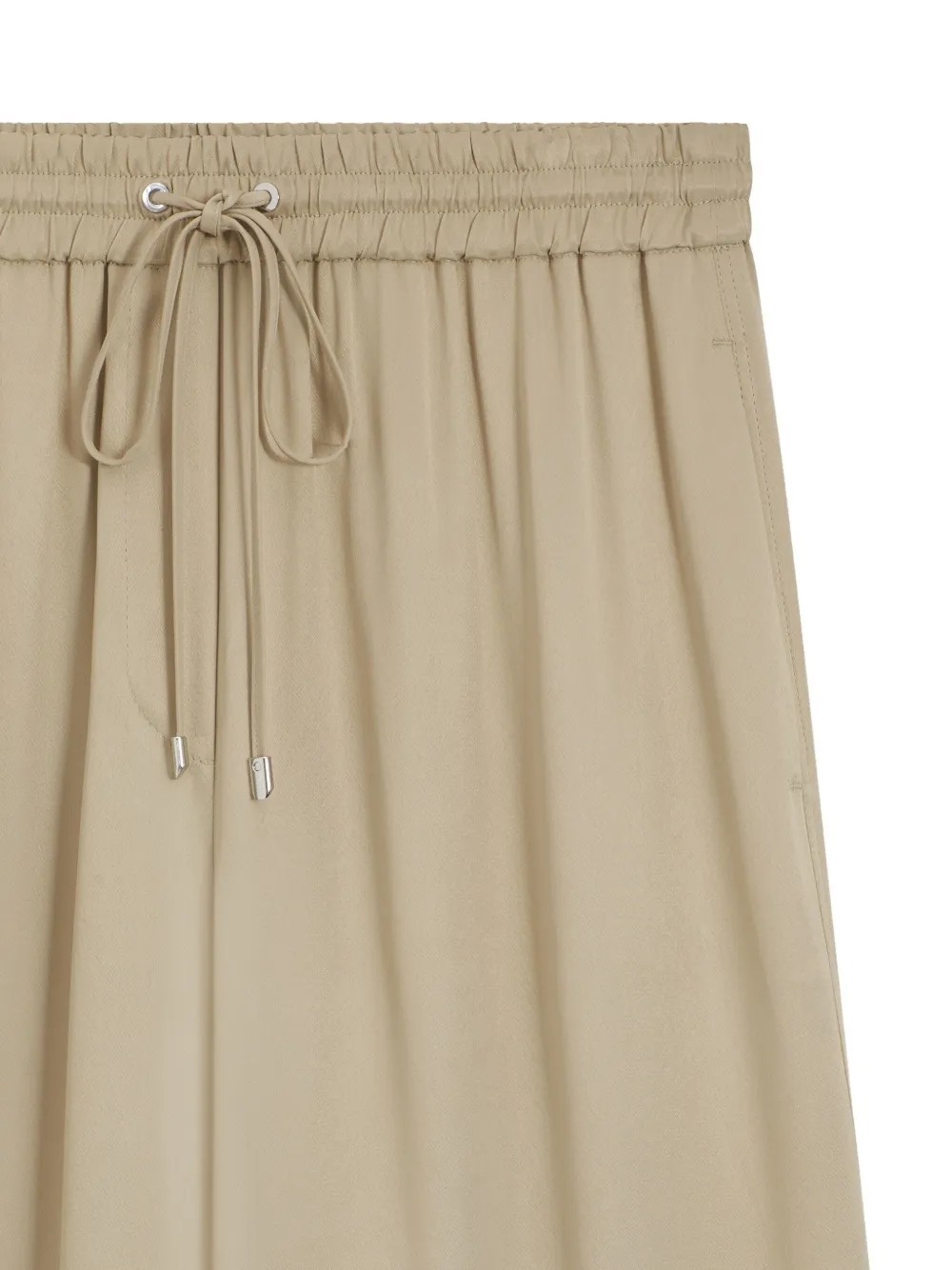 Hugo Boss Extra-long Relaxed-fit Trousers In Satin In Brown