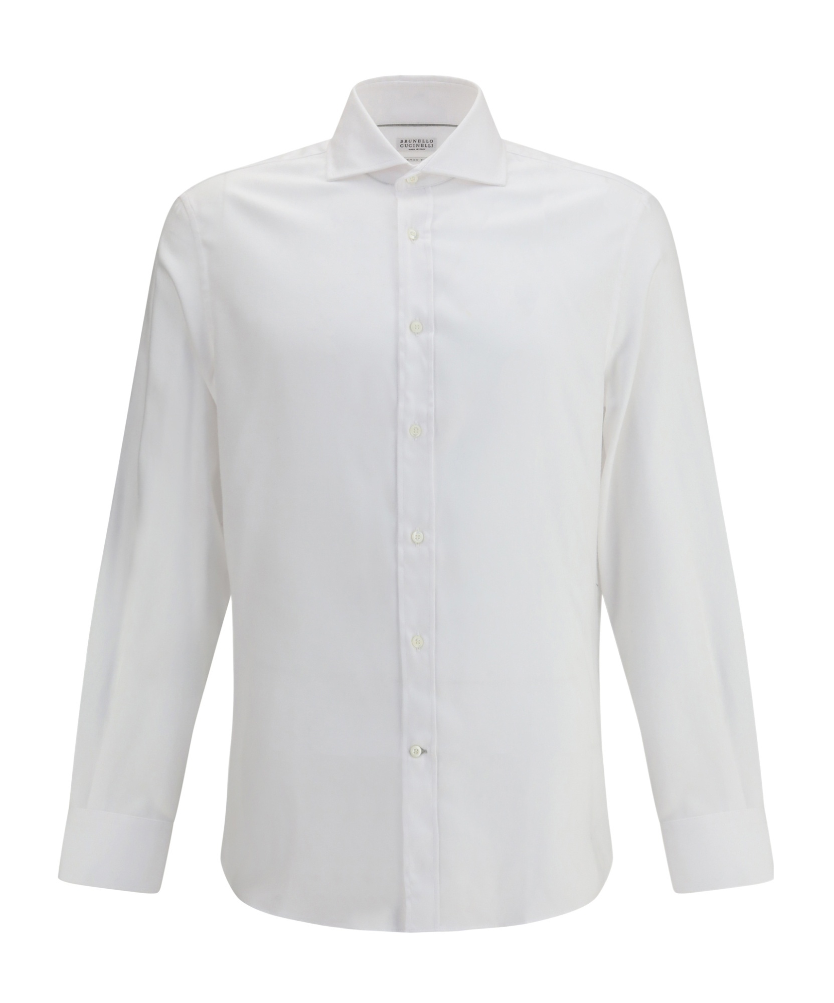 Brunello Cucinelli Linen Shirt With Back Yoke And Curved Hem In White
