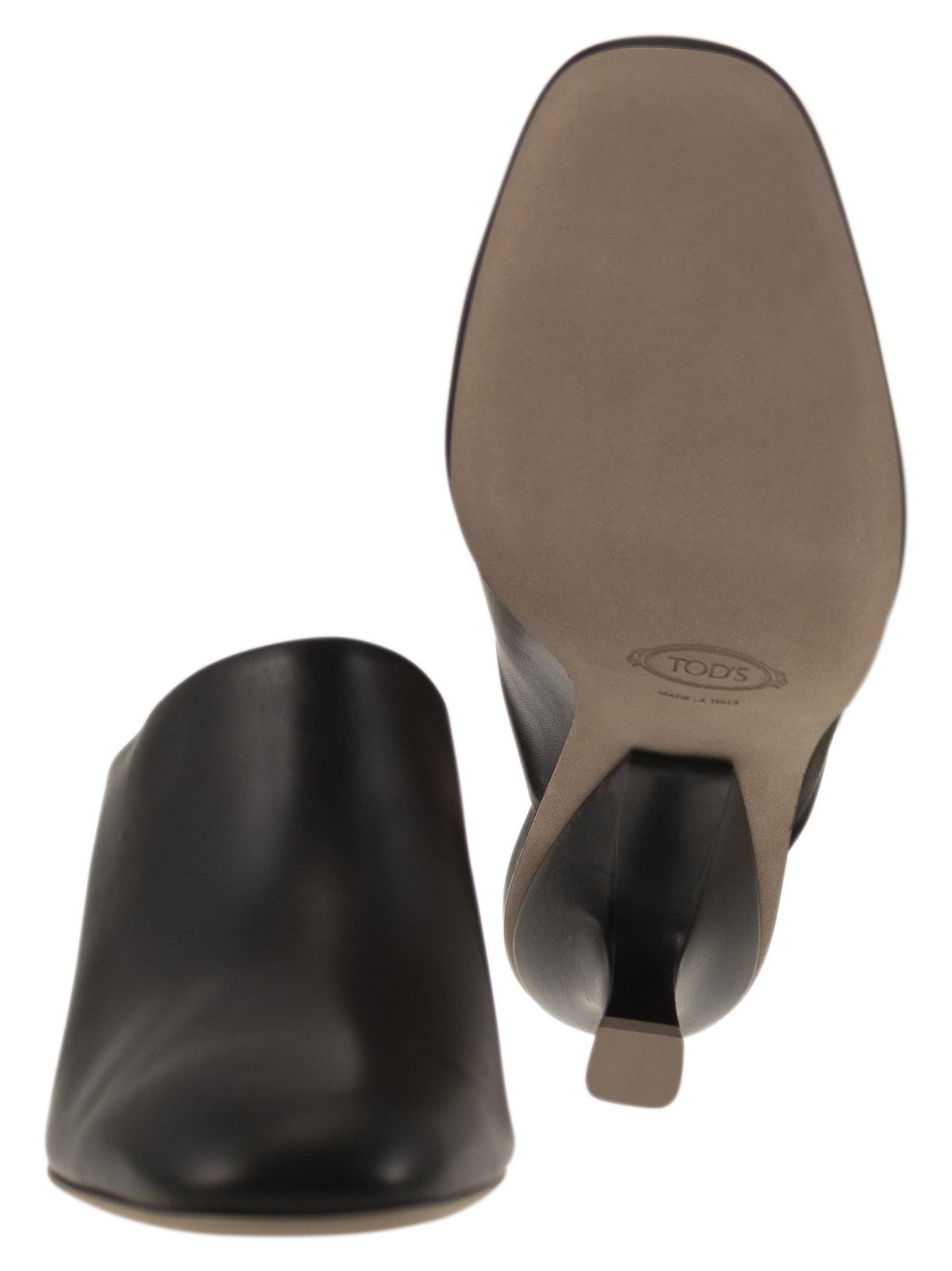 Shop Tod's 65 Leather Mules In Black