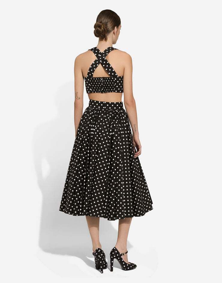 Shop Dolce & Gabbana Polka-dot Corset Top In Black