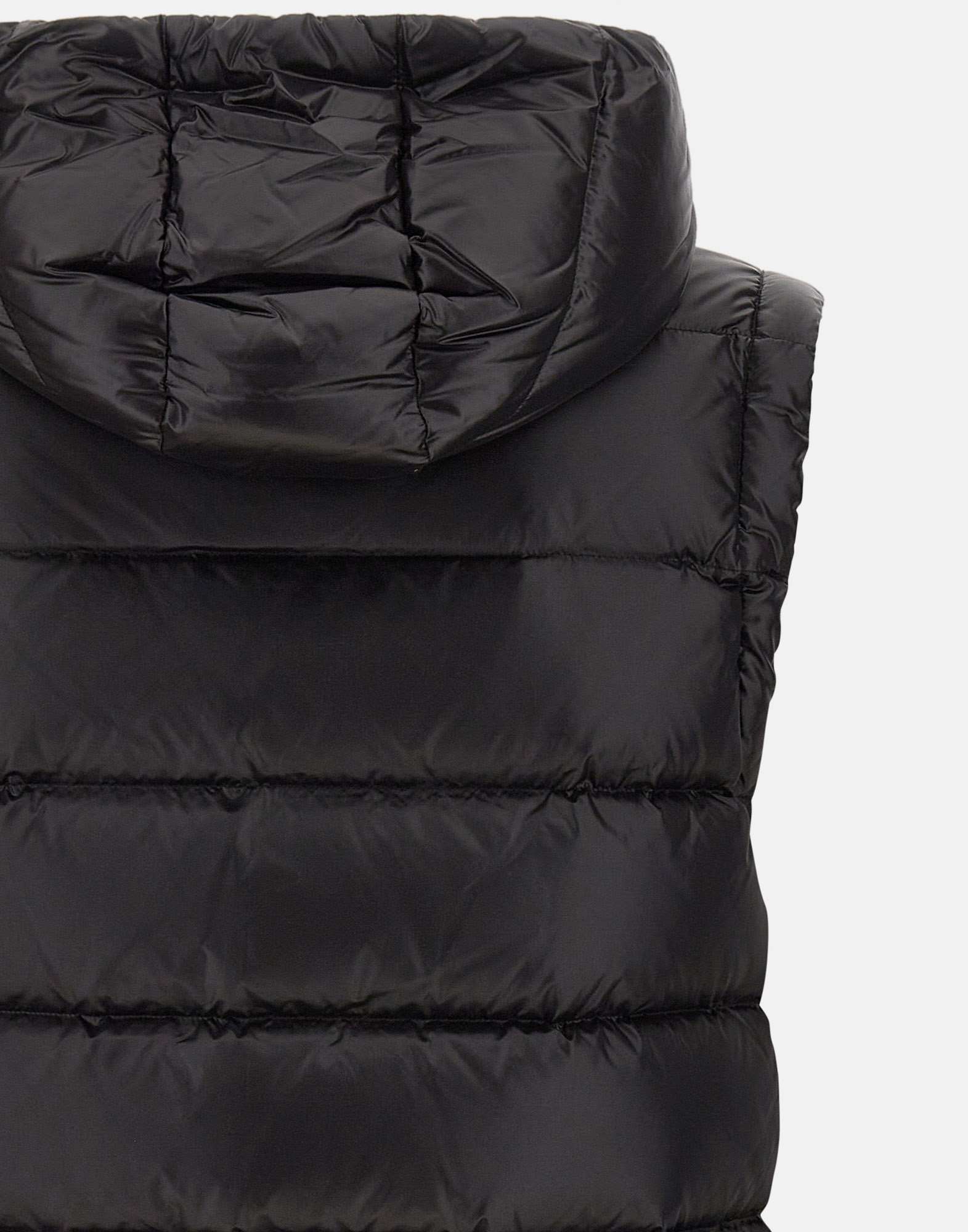 Peuterey Hooded Padded Vest With Horizontal Quilting In Black