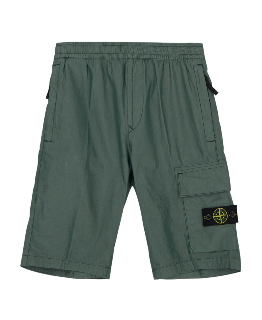 Stone Island Logo-patch Shorts In Green