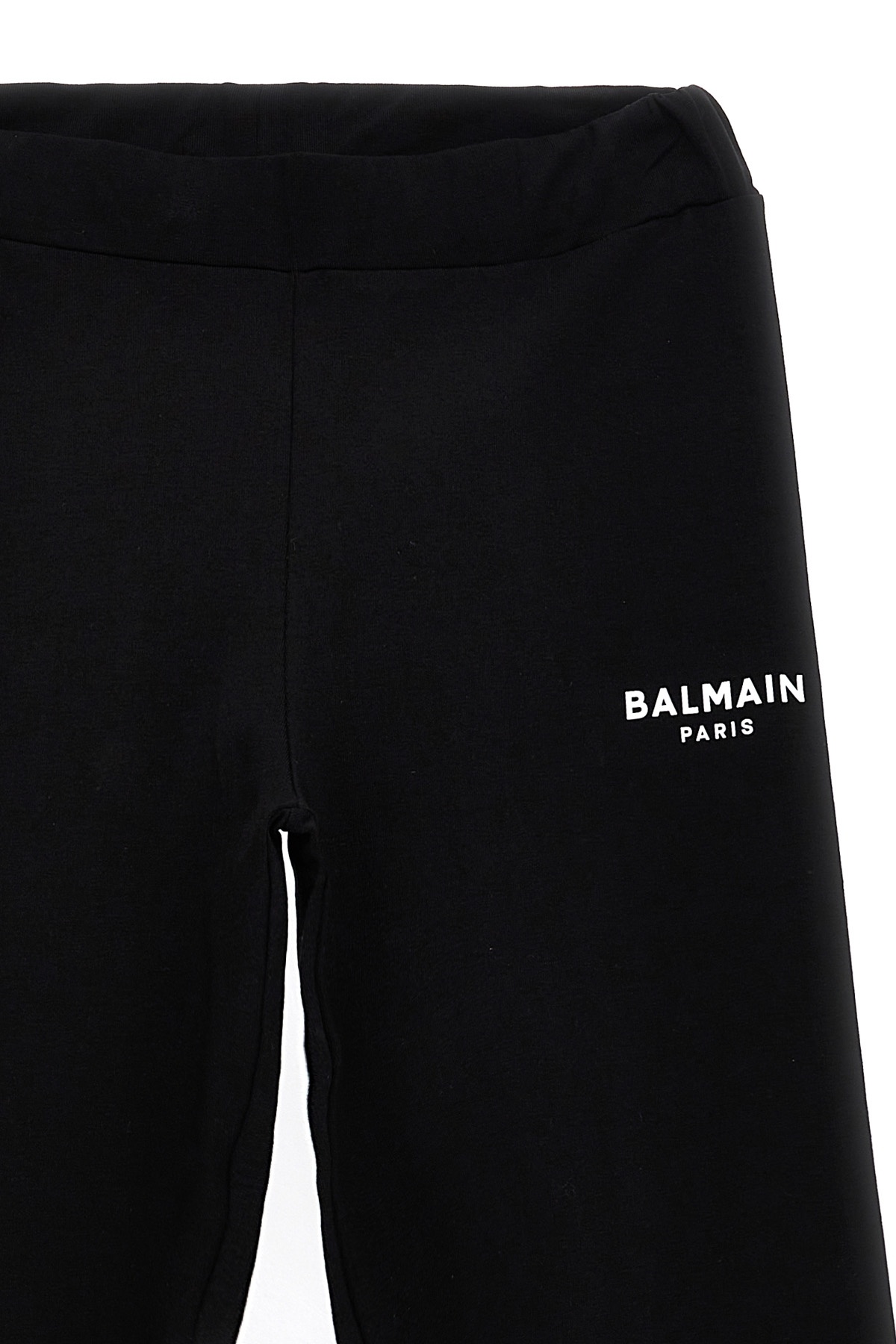 Balmain Logo Cotton-blend Jersey Leggings In Black