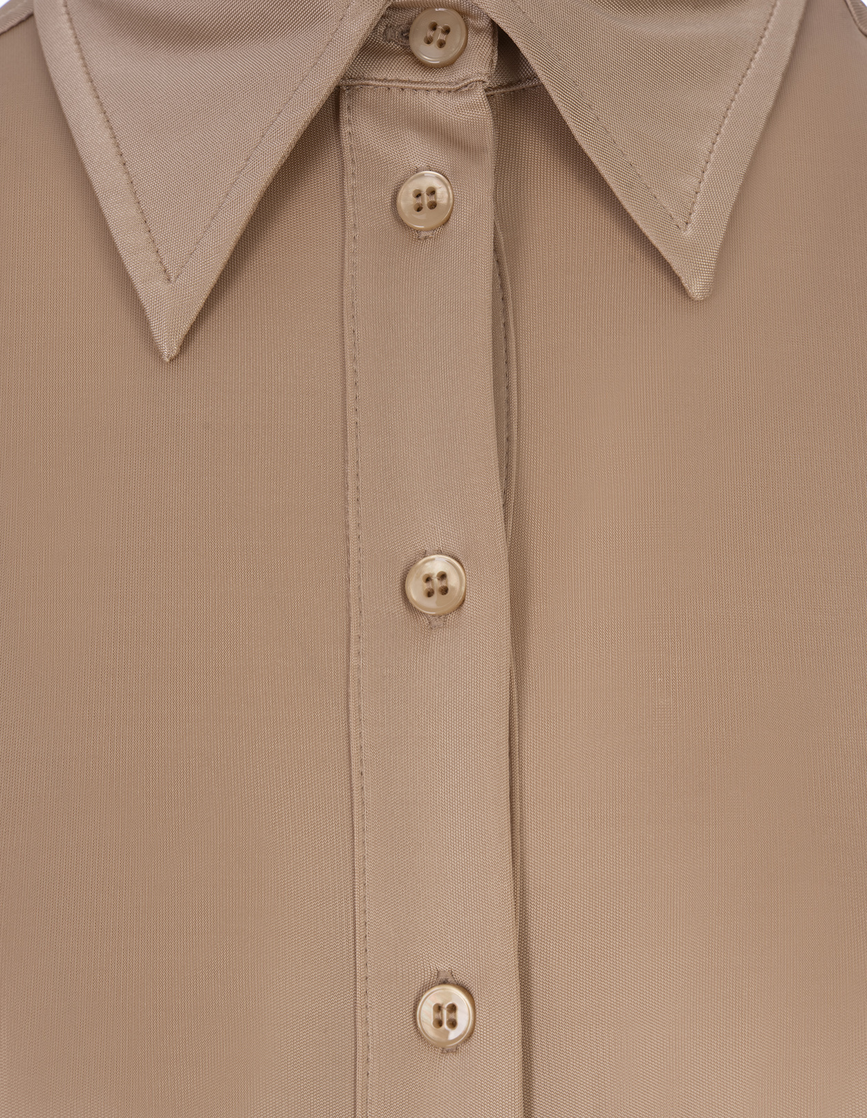 Sportmax Satin-finish Point-collar Bodysuit In Nude