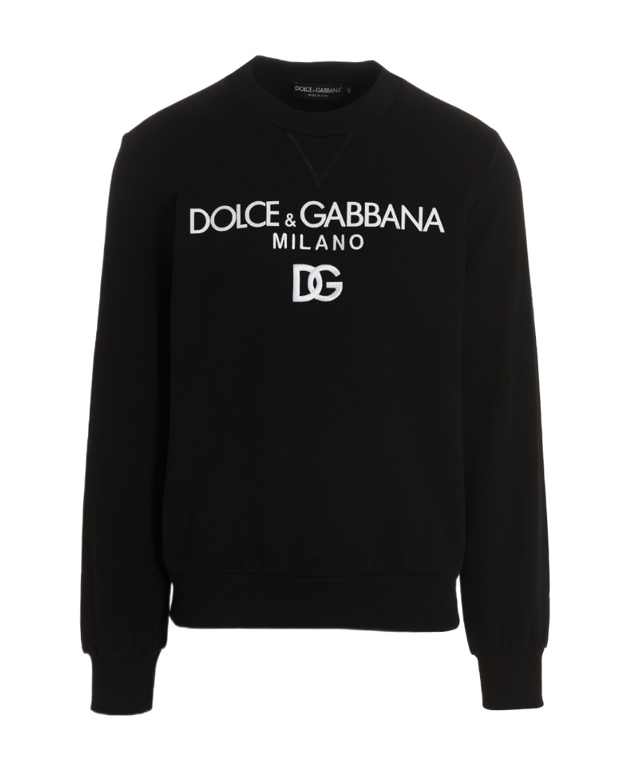 Dolce & Gabbana Cotton Sweatshirt With Frontal Logo In Black