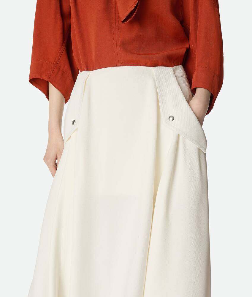 Shop Bottega Veneta Viscose Pleated Skirt In Chalk White