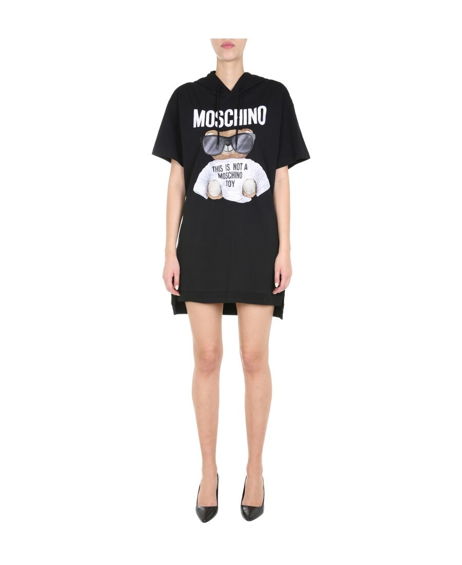 Moschino Micro Teddy Bear Jersey Dress In Black