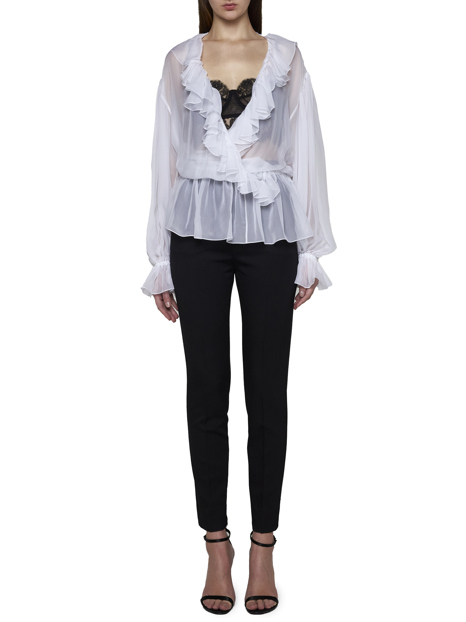 Dolce & Gabbana Women Stretch Wool And Silk Trousers In Black