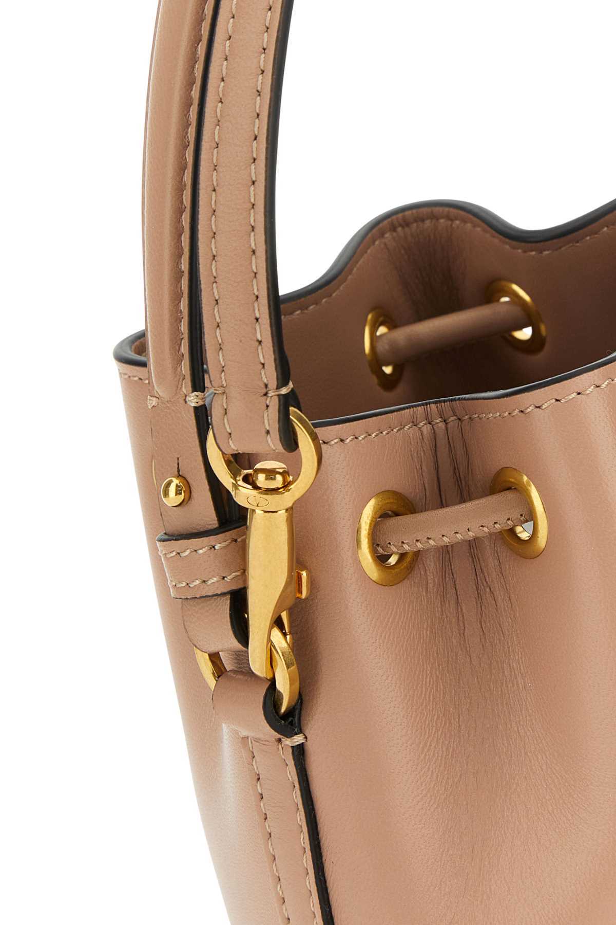 Valentino Vlogo Signature Drawstring Mini Bucket Bag In Nude