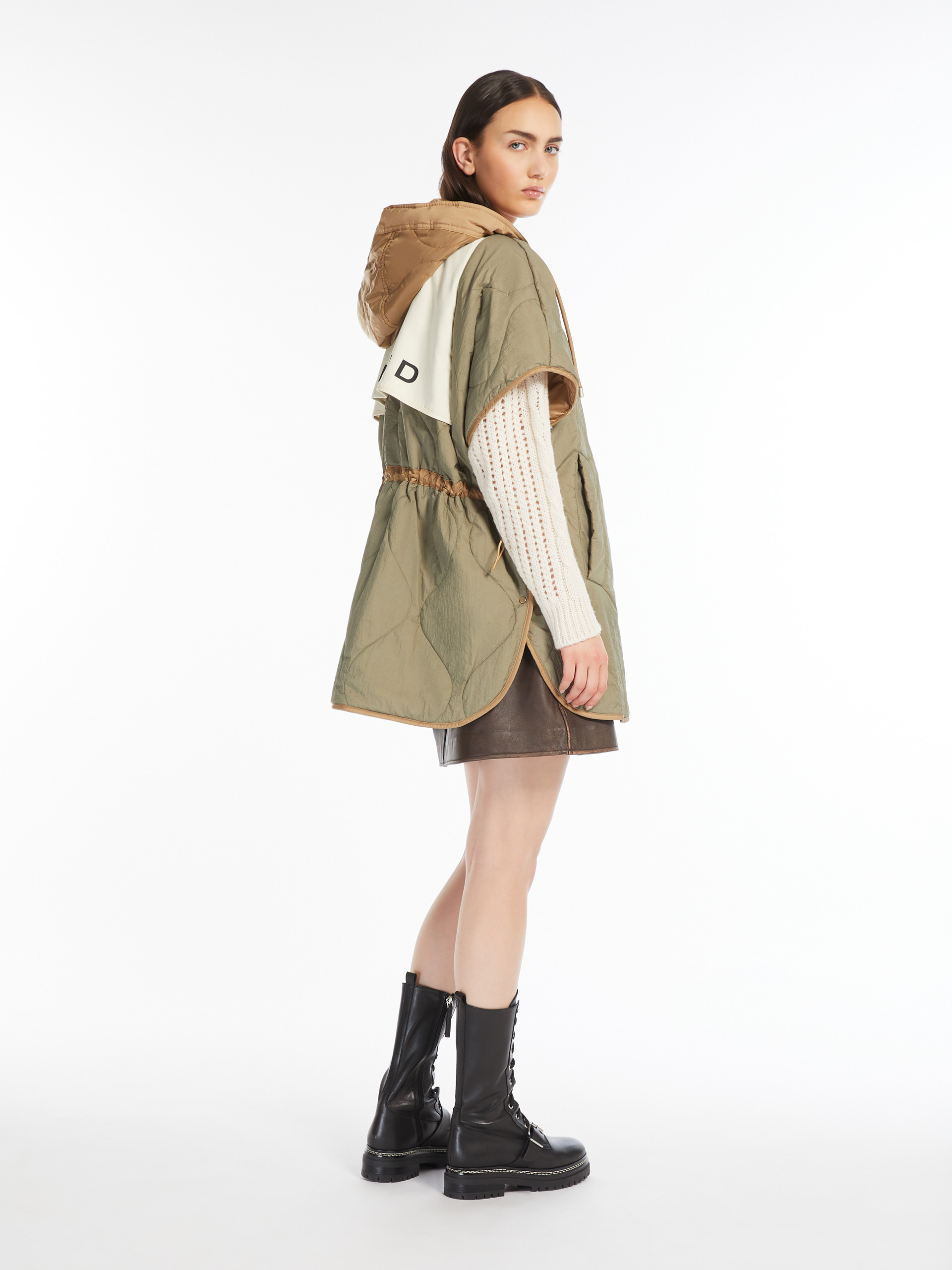 Weekend Max Mara Double-sided Hooded Cotton Vest In Nude