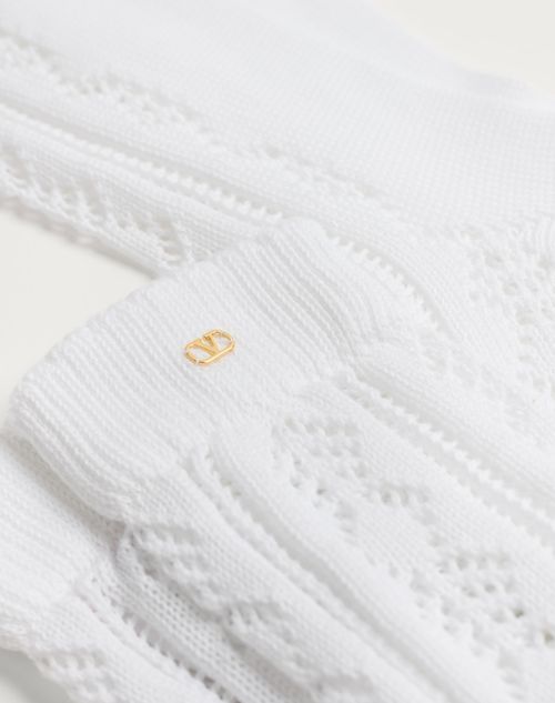 Valentino Embellished Pointelle-knit Cotton Socks In White