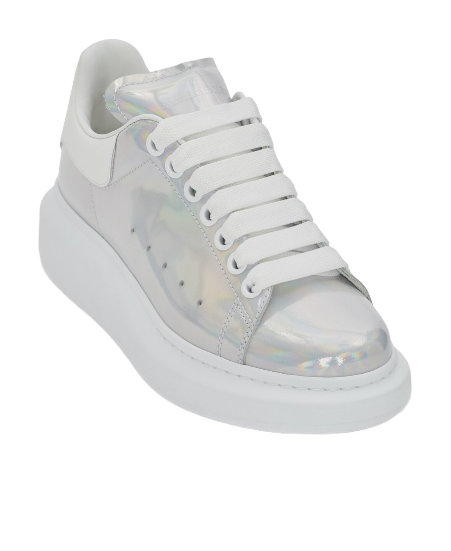 Alexander Mcqueen Patent-leather Low-top Sneakers In White