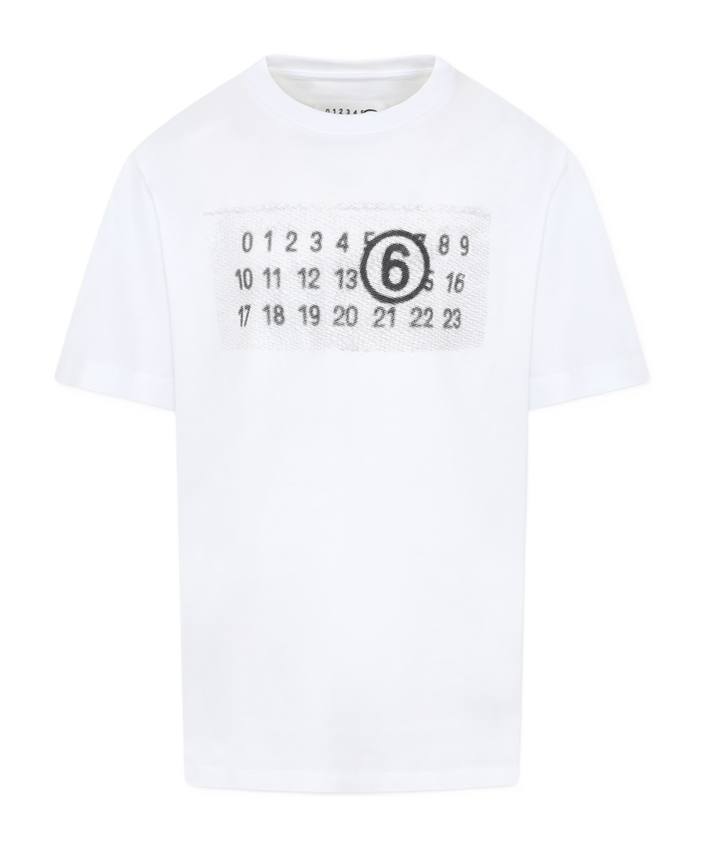 Mm6 Maison Margiela T-shirt Mit Nummern-print In White