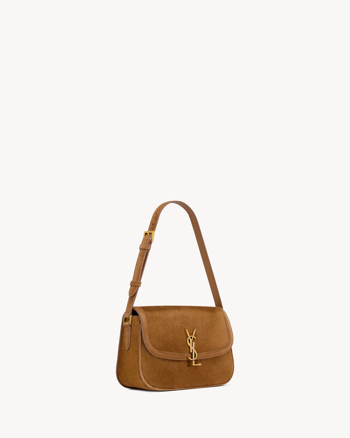 Saint Laurent Solferino Medium In Suede In Brown