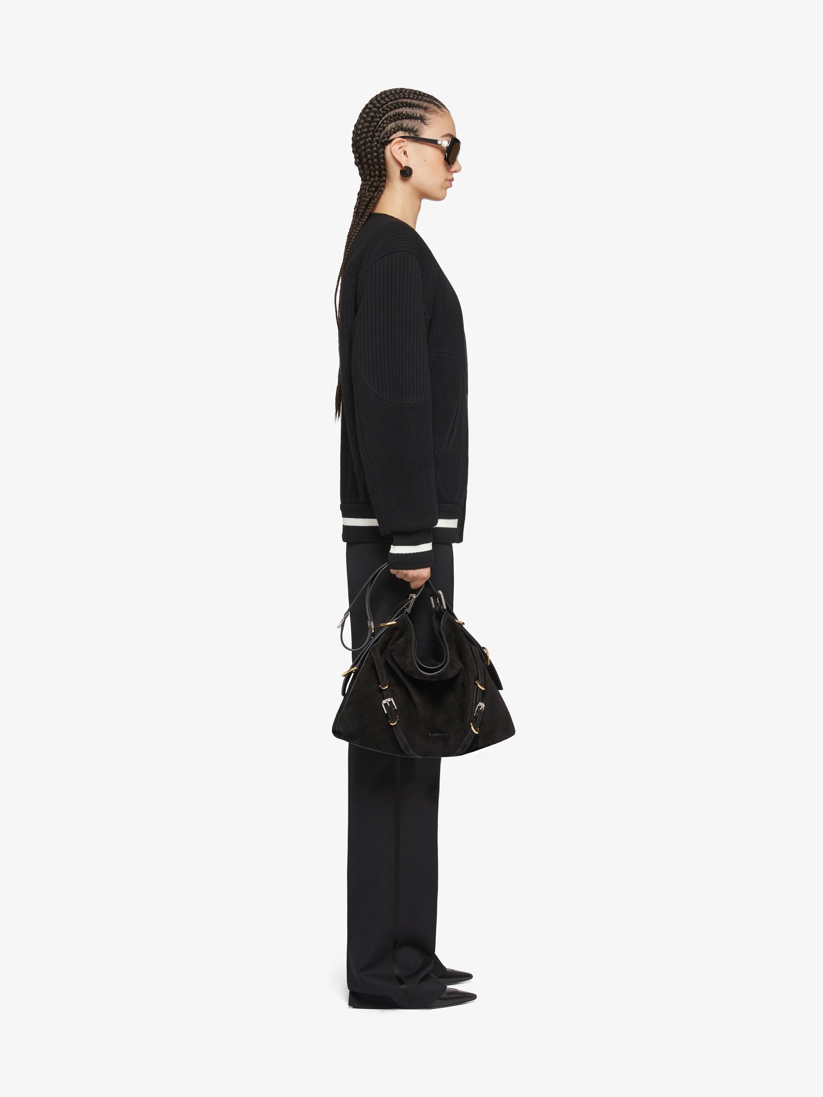 Givenchy Embroidered Ribbed Wool Bomber Jacket In Black