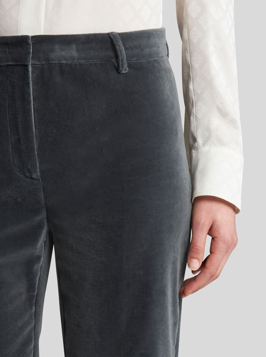 Etro Velvet Flared Hem Trousers Pockets In Black