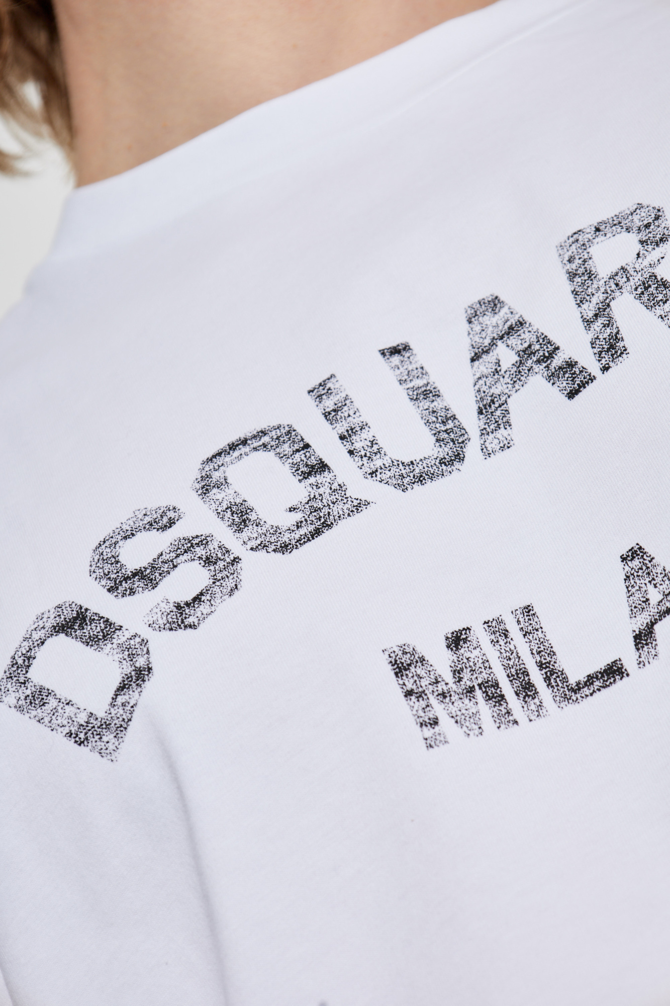 Dsquared2 Loose Fit White Cotton Jersey T-shirt With Vintage-effect Logo In White