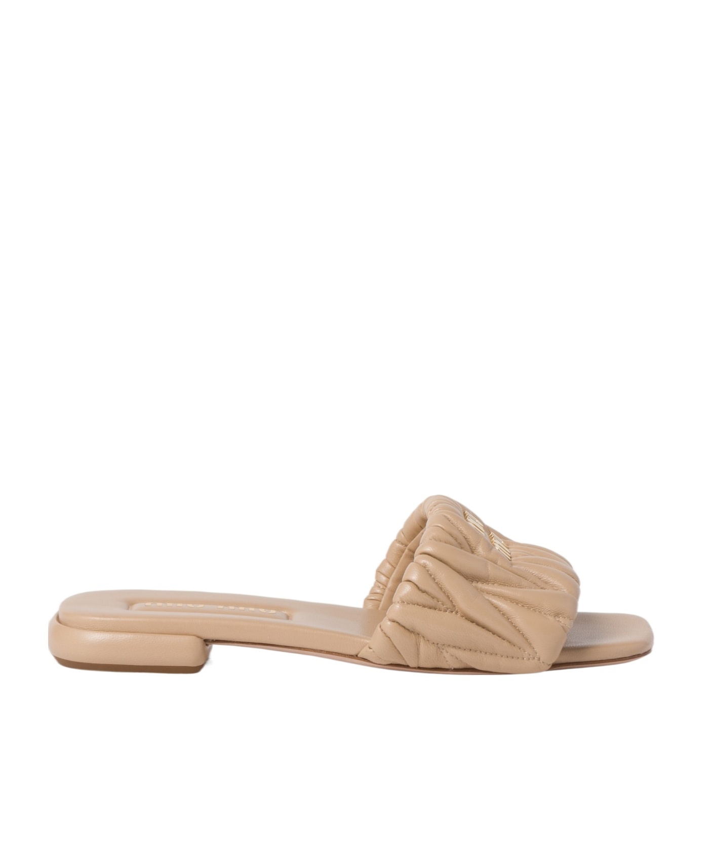 MIU MIU MATELASSÉ NAPPA LEATHER SLIDES