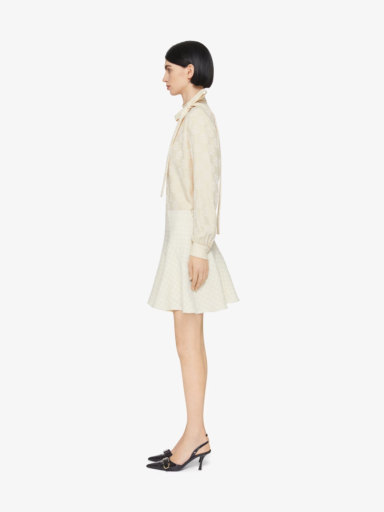 Givenchy Blouse In 4g Liquid Jacquard With Lavallière In White