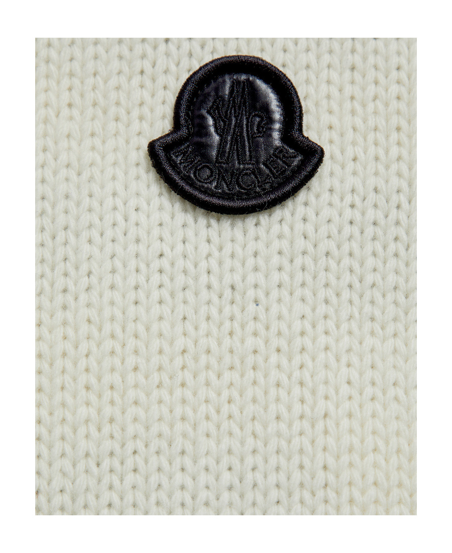 Moncler Logo-patch Striped Wool Scarf In White