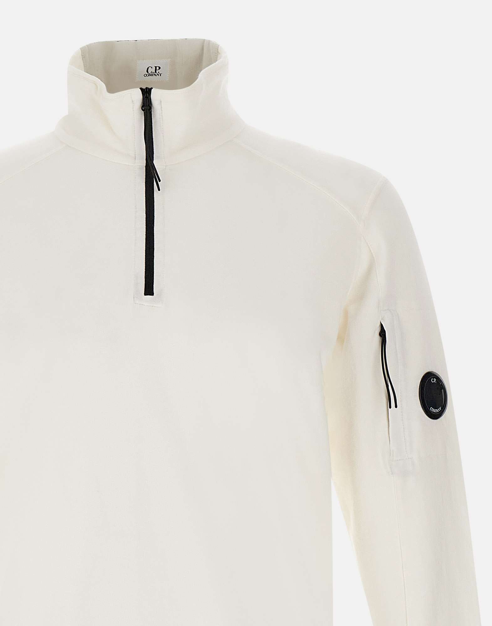 C.p. Company Short-zip Sweatshirt In White