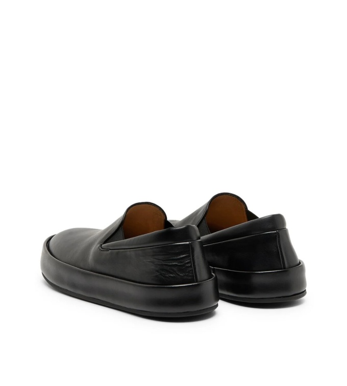 Marsèll Marsell Minimalist Black Calfskin Slip-on Slippers With Rubber Sole In Black