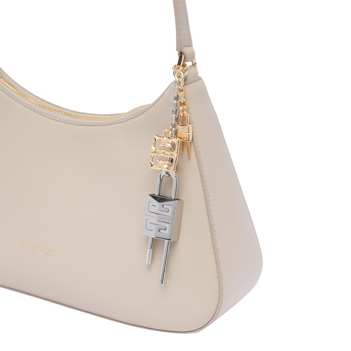 Givenchy Womens Natural Beige Lucky Lock Small Leather Shoulder Bag In Nude