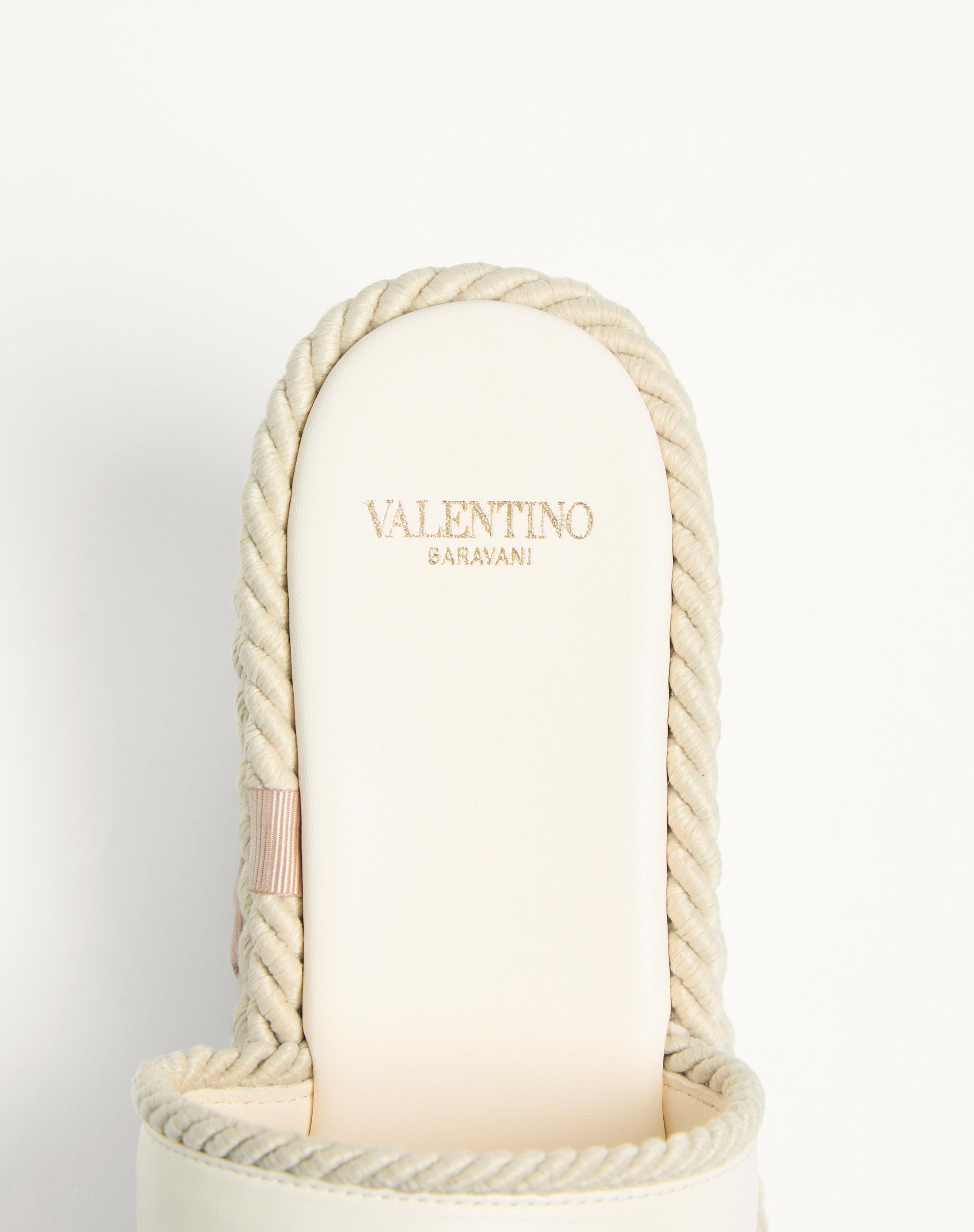 Valentino Vlogo Silk Torchon 100 Leather Wedge Sandal In White