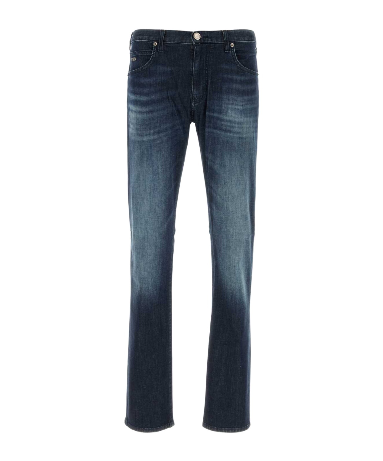 Emporio Armani Faded Effect Stretch Denim Jeans In Black