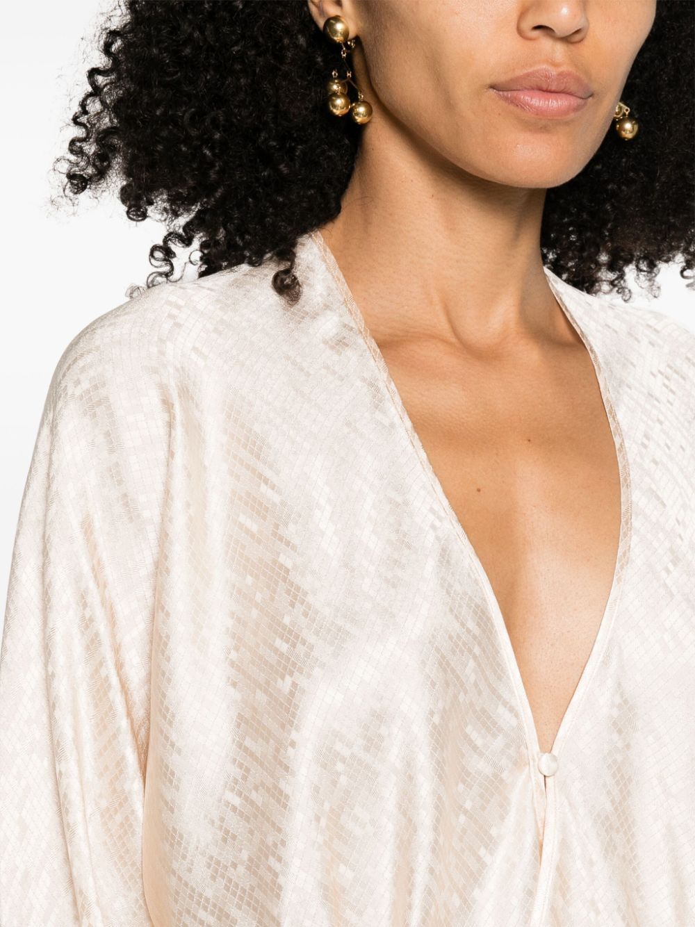 Shop Forte Forte Long-sleeved V-neck Blouse In White