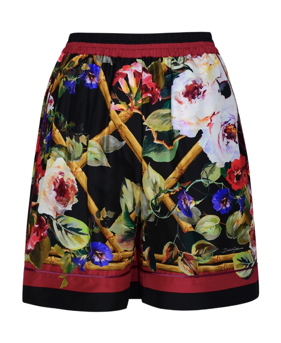 Shop Dolce & Gabbana Floral-print Silk Pajama Shorts In Multicolor