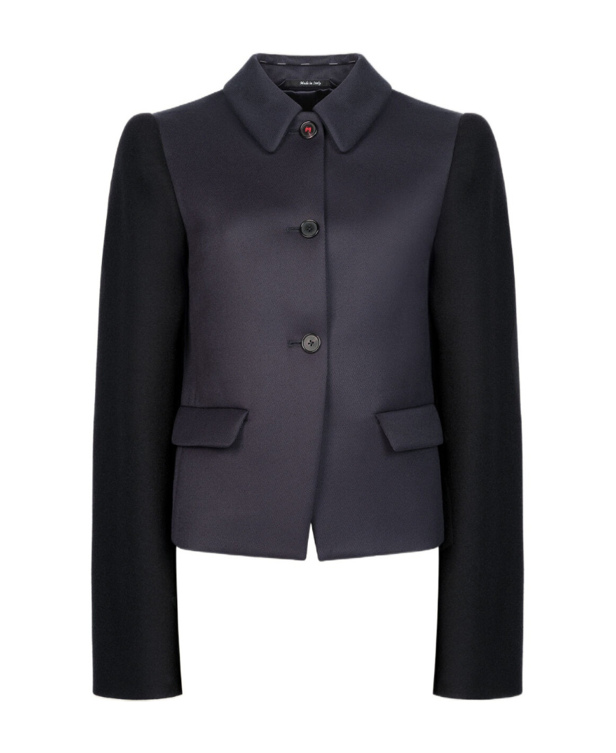 Maison Margiela Buttoned-up Wool Jacket In Black